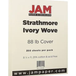 New Strathmore 80 lb. Cardstock Paper, 8.5" x 11", Ivory Wove, 250 Sheets/Ream (301125B) Card Stock
