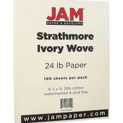 ® Strathmore 24lb Paper, 8.5 x 11, Ivory Wove, 100 Sheets/Pack (191259) Resume Paper