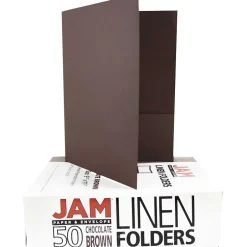 JAM Paper Two-Pocket Textured Linen Business Folders, Chocolate Brown, 50/Box(386LBRC) Sale