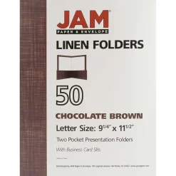 JAM Paper Two-Pocket Textured Linen Business Folders, Chocolate Brown, 50/Box(386LBRC) Sale