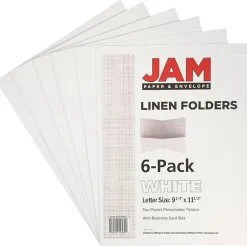 JAM Paper Two-Pocket Textured Linen Business Folders, , 6/Pack (95448D) White Sale