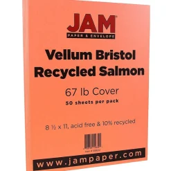 Sale Vellum Bristol 67 lb. Cardstock Paper, 8.5" x 11", Salmon Pink, 50 Sheets/Pack (169832) Card Stock