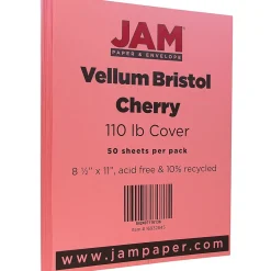 Online Vellum Bristol Cardstock Paper, 110 lbs., 8.5" x 11", Cherry Red, 50 Sheets/Pack (16932845) Card Stock