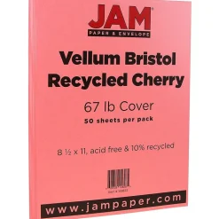 Hot Vellum Bristol 67 lb. Cardstock Paper, 8.5" x 11", Cherry Red, 50 Sheets/Pack (169823) Card Stock