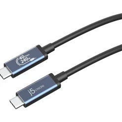 Usb Cables<j5create 2.6' USB C to USB C Cable, Male to Male, Black/Space Gray (JUC29L08)