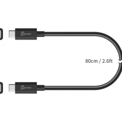 Power Cables<j5create 2.6' USB C to USB C Power Cable, Male to Male, Black (JUC28L08)