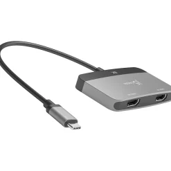 Usb Cables<j5create 0.66' USB-C to Dual HDMI Display Adapter, Space Gray/Black (JCA465)