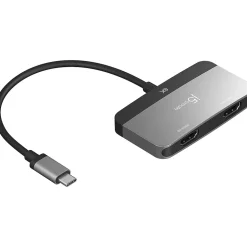 Usb Cables<j5create 0.66' USB-C to Dual HDMI Display Adapter, Space Gray/Black (JCA465)