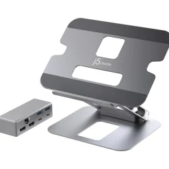 j5create 8.9" x 2.08" Aluminum Multi-Angle Dual-HDMI Docking Stand, Space Gray (JTS427)