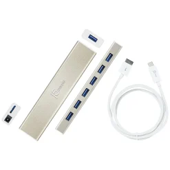 Usb Hubs<j5create 7-Port USB 3.0 Hub, Silver (JCH377US)