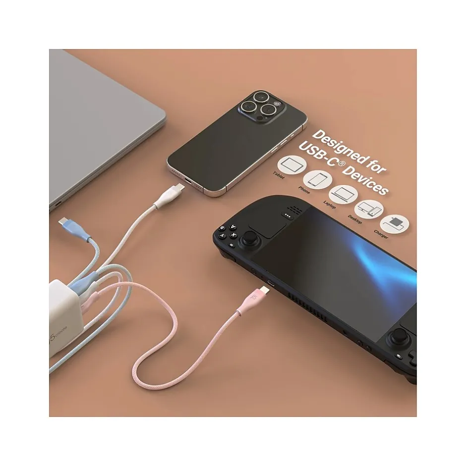 j5create USB Type-C to USB Type-C Charging Cable, 5.9 ft., Pure White (JUCX18L18W)