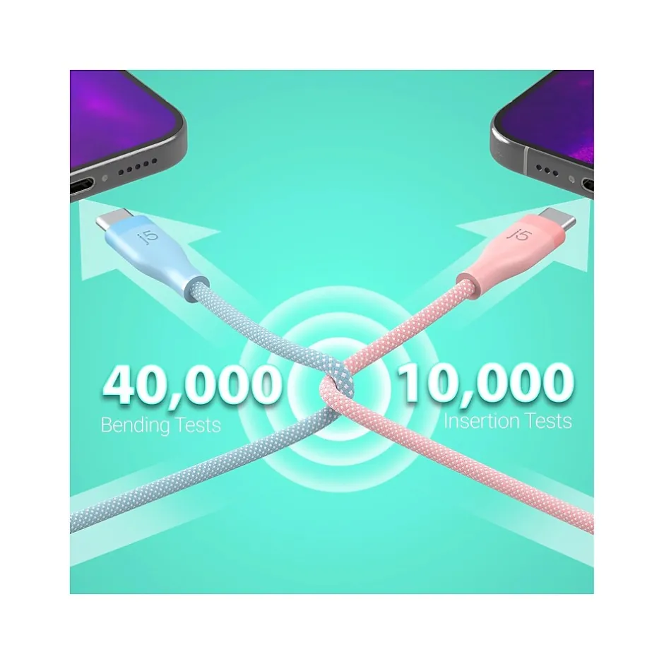 j5create USB Type-C to USB Type-C Charging Cable, 5.9 ft., Pure White (JUCX18L18W)