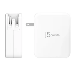 j5create 130W GaN USB-C 4-Port Charger for Laptops, Tablets, and Mobile Devices, White (JUP43130)