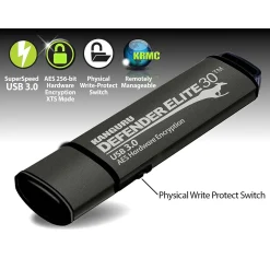 Kanguru Defender Elite 30 512GB USB 3.2 Flash Drive, Black (KDFE30-512G)* Usb Flash Drives