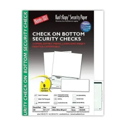 New ® Blank/USA® 8 1/2" x 11" 60 lbs. Security Check on Bottom Paper, Void Green, 250/Pack Security & Carbon