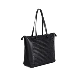 Karla Hanson Tanya Black Vegan Leather Tote Bag, Medium (21804BLACK)