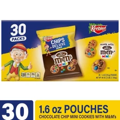 Cookies<Keebler M&M's Chip Deluxe Mini Chocolate Cookies, 1.6 oz., 30/Box (209-00466)