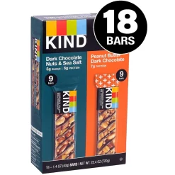 Snacks & Granola Bars<KIND Dark Chocolate Nuts & Sea Salt and Peanut Butter Dark Chocolate Variety Pack, 1.4 oz, 18/Pack (220-02414)