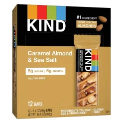 Snacks & Granola Bars<KIND Gluten Free Caramel Almond & Sea Salt Nut Bars, 1.4 oz, 12/Box (PHW18533)
