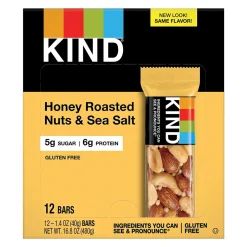 Snacks & Granola Bars<KIND Gluten Free Honey Roasted Nuts & Sea Salt Nut Bars, 1.4 oz, 12 Bars/Box (PHW19990)