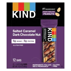 Snacks & Granola Bars<KIND Gluten Free Salted Caramel & Dark Chocolate Nut Bar, 12 Bars/Box (PHW26961)