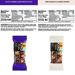 Snacks & Granola Bars<KIND Minis Bars, Salted Caramel Dark Chocolate Nut/Dark Chocolate Almond Coconut, 0.7 Oz., 20/Pack (27970)