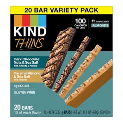 Snacks & Granola Bars<KIND Thins Gluten Free Bar Variety Pack, 14.8 oz., 20 Bars/Box (41888)