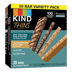 Snacks & Granola Bars<KIND Thins Gluten Free Bar Variety Pack, 14.8 oz., 20 Bars/Box (41888)