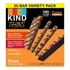 Snacks & Granola Bars<KIND Thins Gluten Free Bar Variety Pack, 14.8 oz., 20 Bars/Box (41891)