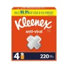 Kleenex Antiviral Facial Tissue, 3-ply, 55 Tissues/Box, 4 Boxes/Pack (54506)