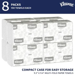 Paper Towels<Kleenex Recycled Multifold Paper Towels, 1-ply, 150 Sheets/Pack, 8 Packs/Carton (02046)