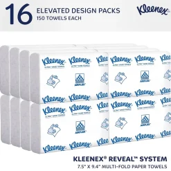 Paper Towels<Kleenex Reveal Multifold Paper Towels, 2-Ply, White, 150 Sheets/Pack, 16 Packs/Carton (46321)