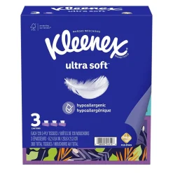 Kleenex Ultra Soft Facial Tissue, 3-Ply, 120 Tissues/Box, 3 Boxes/Pack (54314)