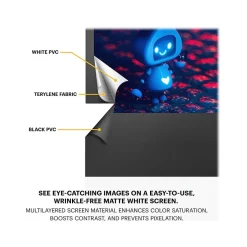 Projector Screens<Kodak 100" Portable Manual Floor Projector Screen, Matte White/Black (RODPJSPFU100)