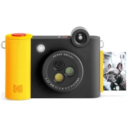 Cameras & Camcorders<Kodak Smile+ 5 Megapixels Digital Instant Print Camera, Black/Yellow (RODSMPCAMBK)