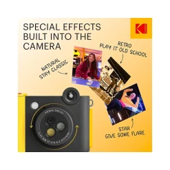 Cameras & Camcorders<Kodak Smile+ 5 Megapixels Digital Instant Print Camera, Black/Yellow (RODSMPCAMBK)
