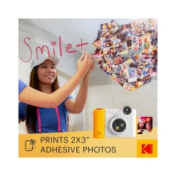Cameras & Camcorders<Kodak Smile+ 5 Megapixels Digital Instant Print Camera, White/Yellow (RODSMPCAMW)