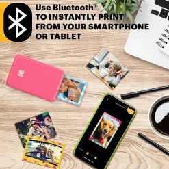 Instant Photo Printers<Kodak Step Mobile Zero Ink Instant Photo Printer, Single-Function, Pink (RODMP20AMZP)