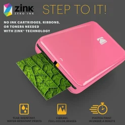 Instant Photo Printers<Kodak Step Mobile Zero Ink Instant Photo Printer, Single-Function, Pink (RODMP20AMZP)