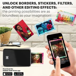 Instant Photo Printers<Kodak Step Mobile Zero Ink Instant Photo Printer, Single-Function, Black (RODMP20AMZBL)