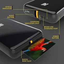 Instant Photo Printers<Kodak Step Mobile Zero Ink Instant Photo Printer, Single-Function, Black (RODMP20AMZBL)