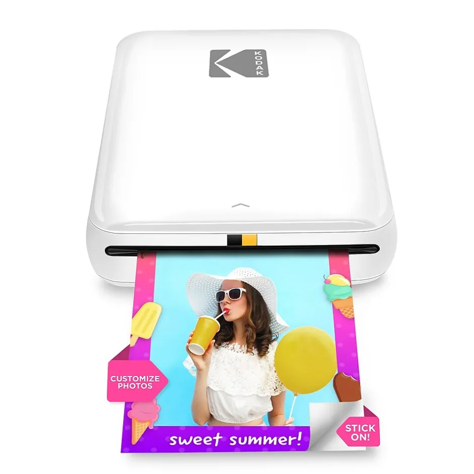 Instant Photo Printers<Kodak Step Mobile Zero Ink Instant Photo Printer, Single-Function, White (RODMP20AMZW)