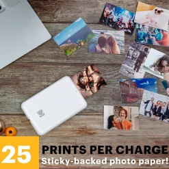 Instant Photo Printers<Kodak Step Mobile Zero Ink Instant Photo Printer, Single-Function, White (RODMP20AMZW)