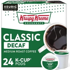 Keurig K-Cups<Krispy Kreme Classic Decaf Coffee, Medium Roast, Keurig K-Cup Pods, 24/Box (06111)