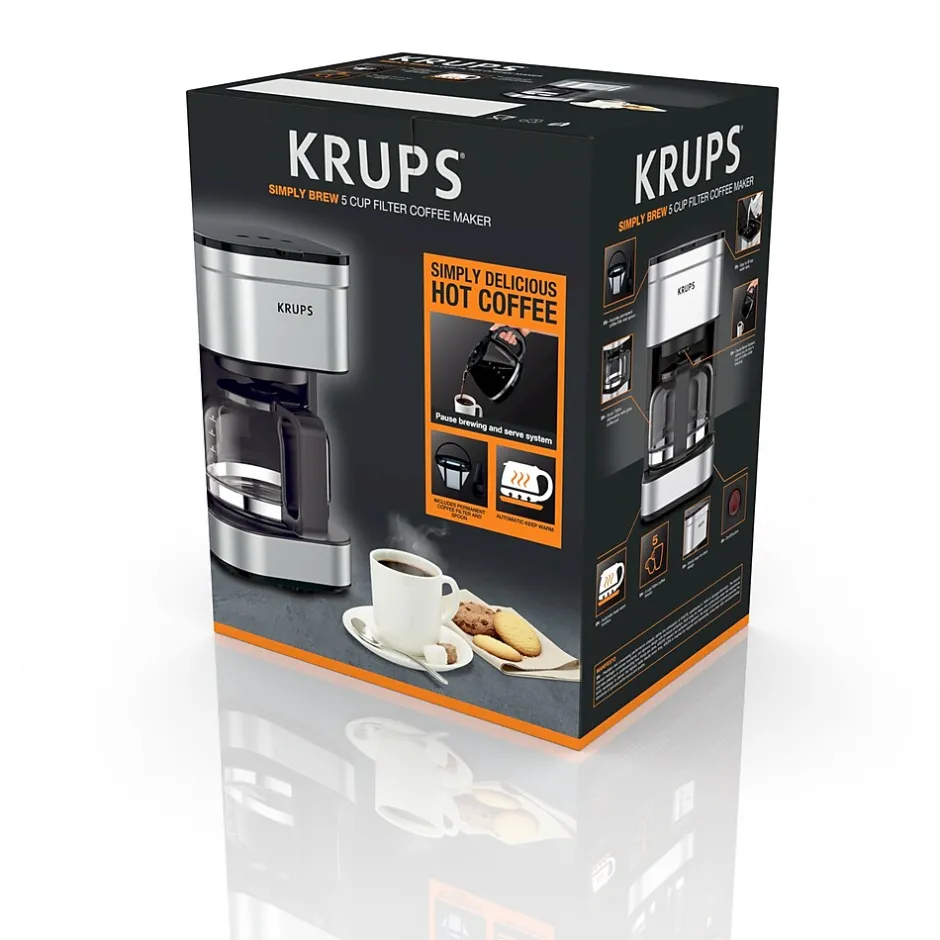 Coffee Makers<Krups Simply Brew 5-Cups Automatic Drip Coffee Maker, Stainless Steel (KM202855)