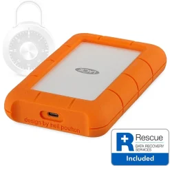 LaCie Rugged Secure 2TB External Hard Drive Portable USB-C USB 3.0 Shock Resistant Encryption Mac PC, Orange (STFR2000403)* External Hard Drives