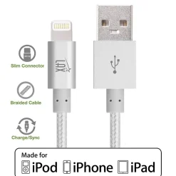 LAX Gadgets LAX Apple MFi Certified Lightning to USB Cable for Charge Sync 10ft - Silver