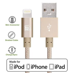 LAX Gadgets LAX Apple MFi Certified Lightning to USB Cable for Charge Sync 6ft, Gold