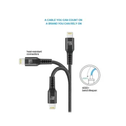 LAX Gadgets Lightning to USB Cable for iPhone/iPad/iPod touch, Black (LX-4BK)