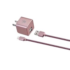 LAX Gadgets MFI Certified 6ft Charger with Wall Charger Rose Gold (MFIWALL6FT-ROS)